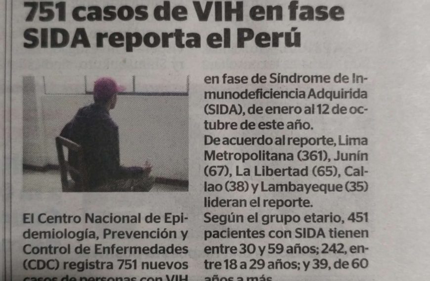 Diario Correo: 751 casos de VIH en fase SIDA reporta el Perú